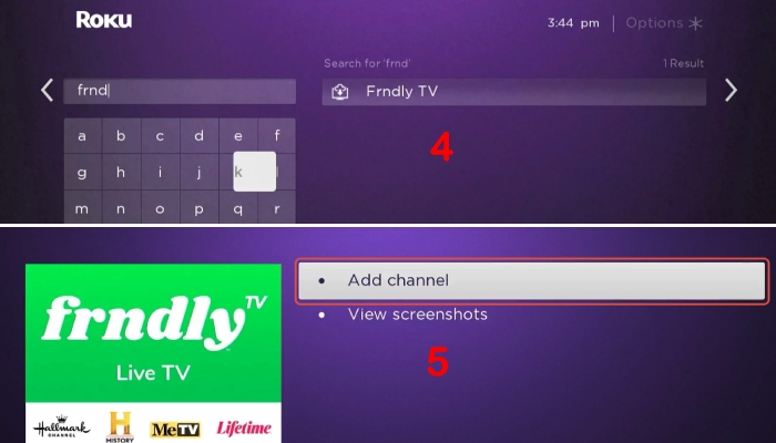 How to watch Frndly TV on Roku Step 2